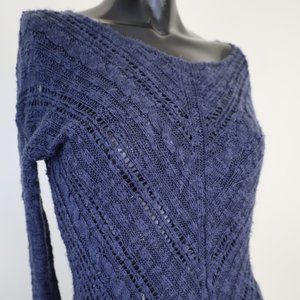 Soft royal blue crocheted sweater